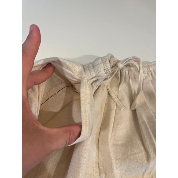Elastic Waist Beige Linen Pants With Drawstring & Pockets 100% Linen L - Picture 4 of 8